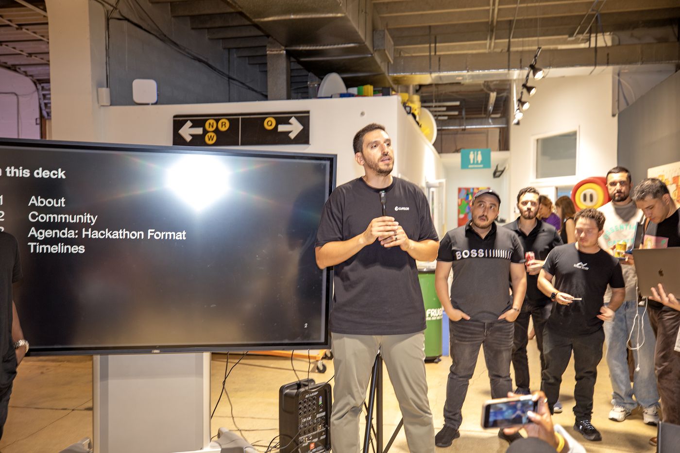 Live demo on the big screen at the Cursor Miami Hackathon